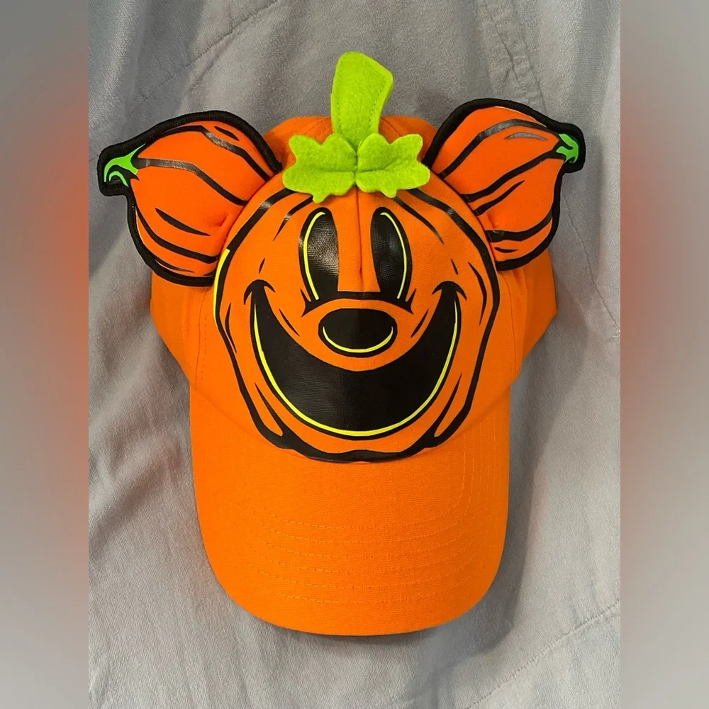 NEW‎ Disney Parks Mickey Mouse Jack-o'-Lantern Glow Orange Baseball Cap Adult
